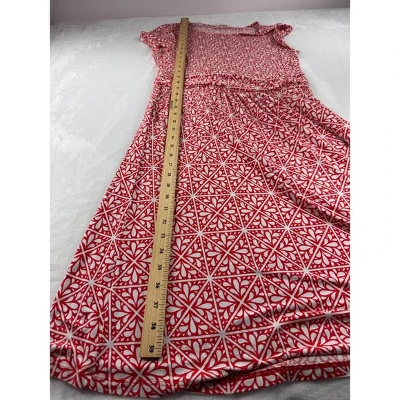 Boden Amelie Print Fit Flare Jersey Dress Women's 10R Red Casual Short Sleeve - Picture 5 of 8